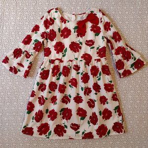 crown & ivy GIRLS DRESS white red floral 8 small